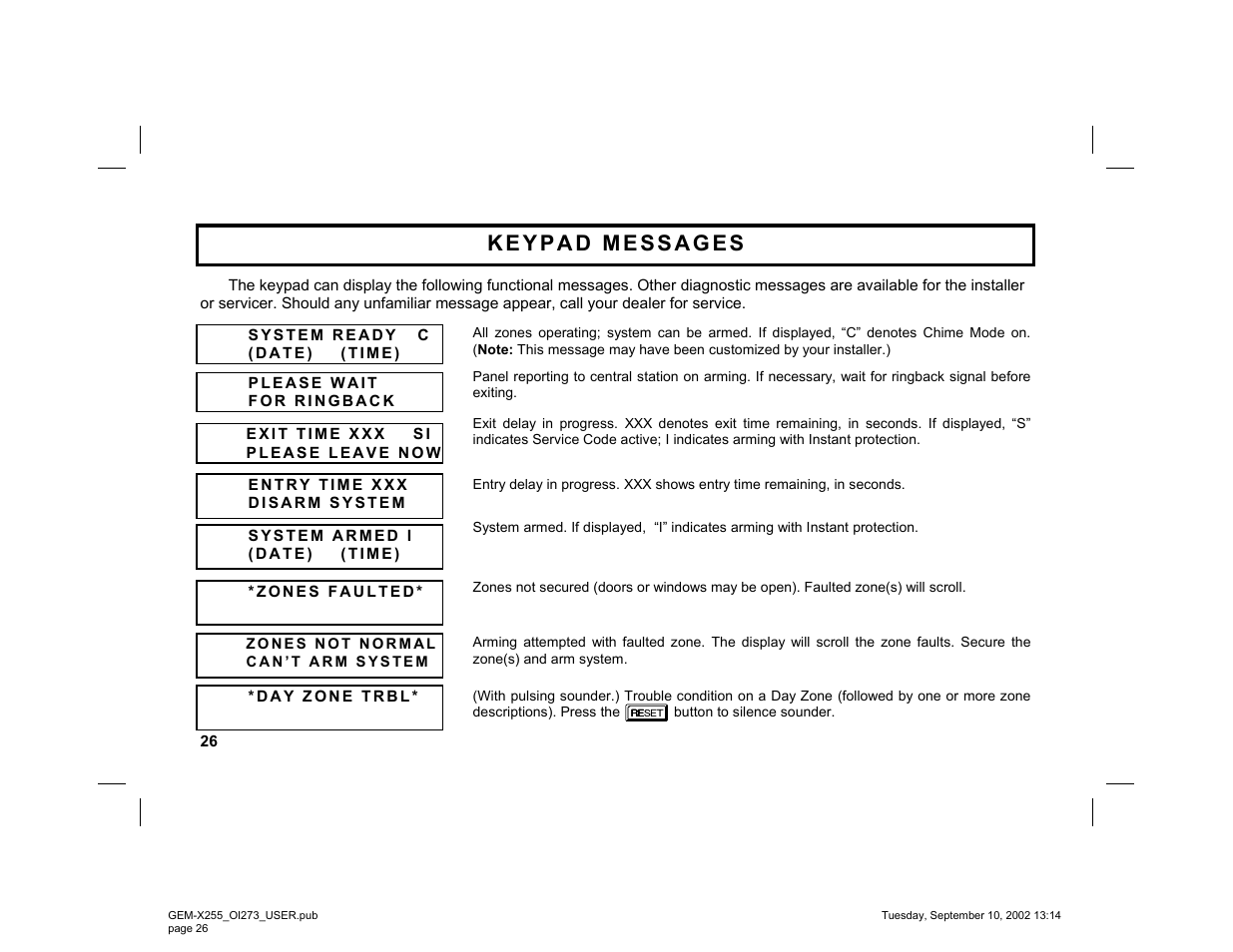 Napco Security Technologies GEM-X255 User Manual | Page 26 / 40