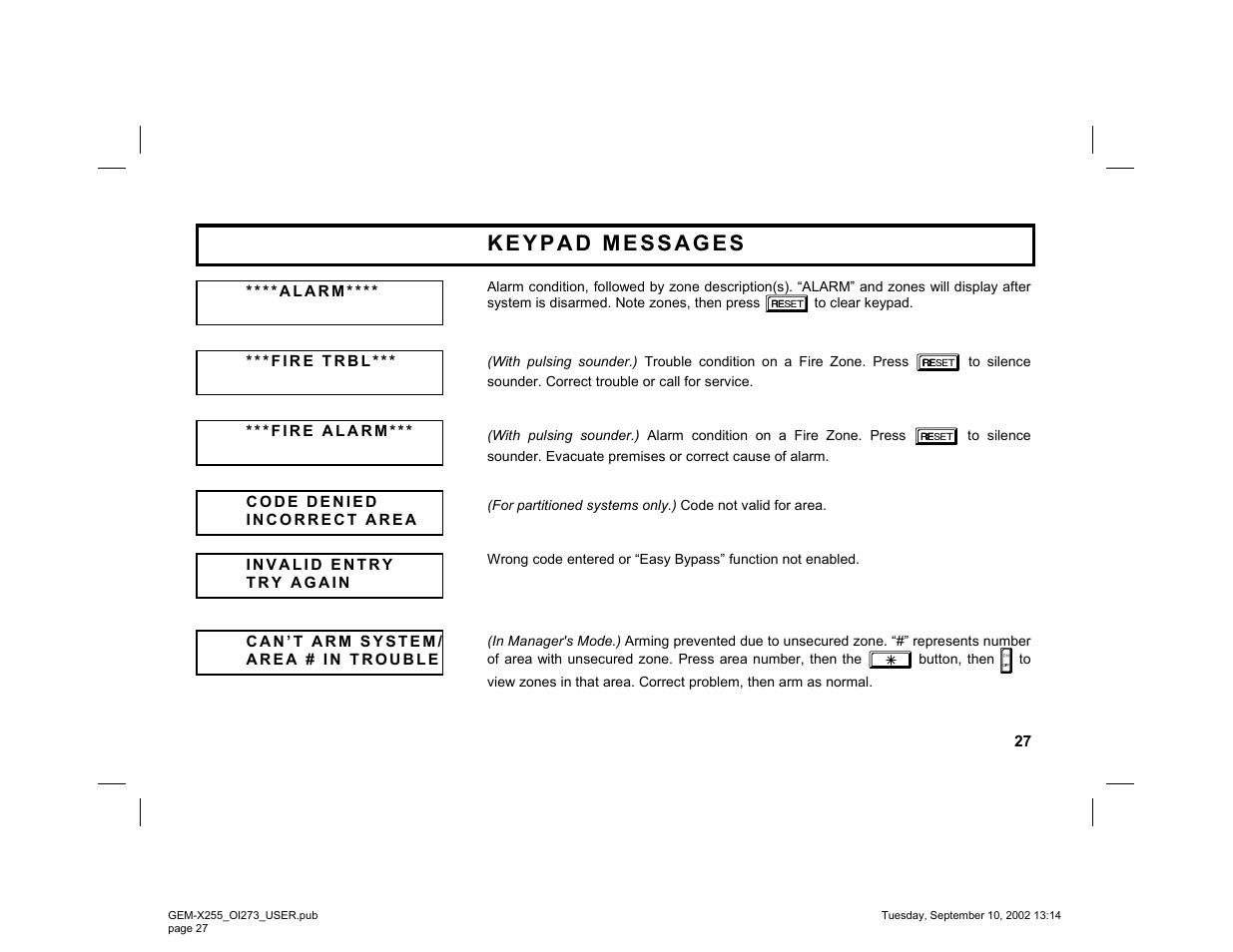 Napco Security Technologies GEM-X255 User Manual | Page 27 / 40