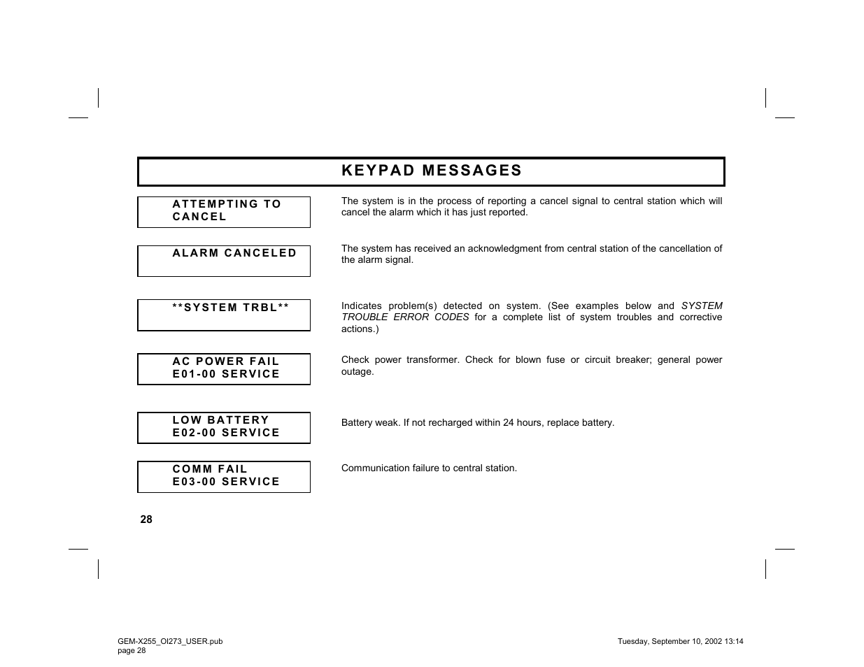 Napco Security Technologies GEM-X255 User Manual | Page 28 / 40