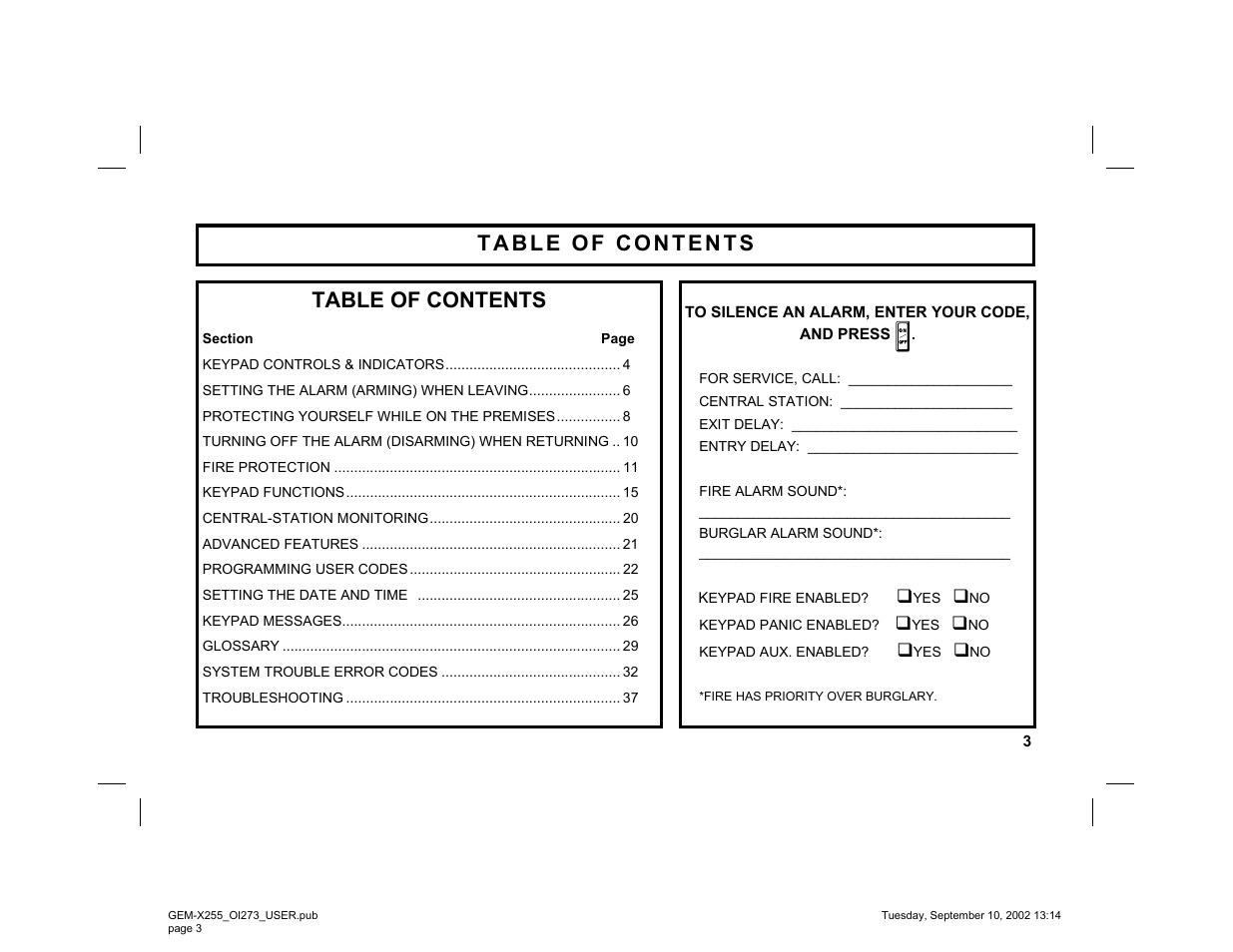 Napco Security Technologies GEM-X255 User Manual | Page 3 / 40