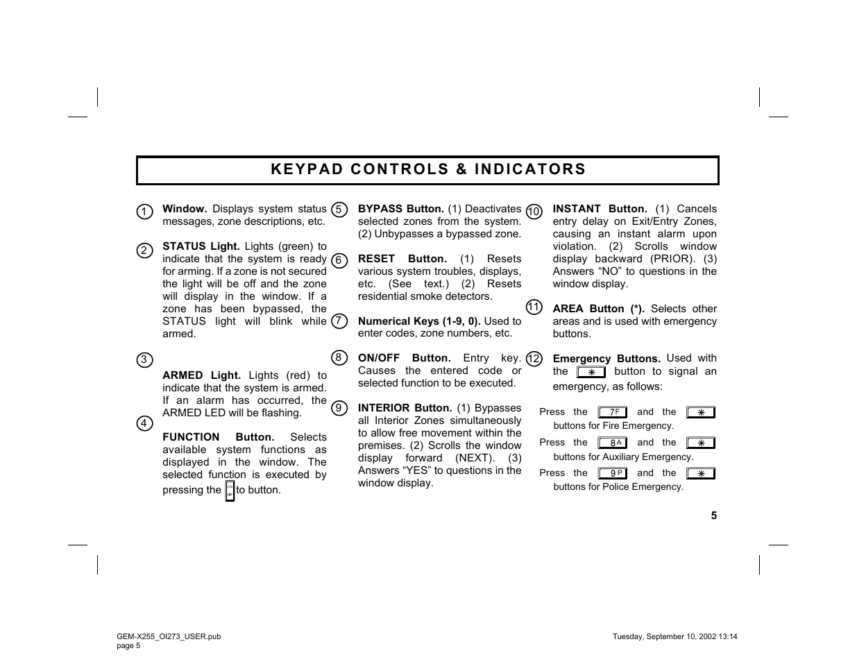 Napco Security Technologies GEM-X255 User Manual | Page 5 / 40