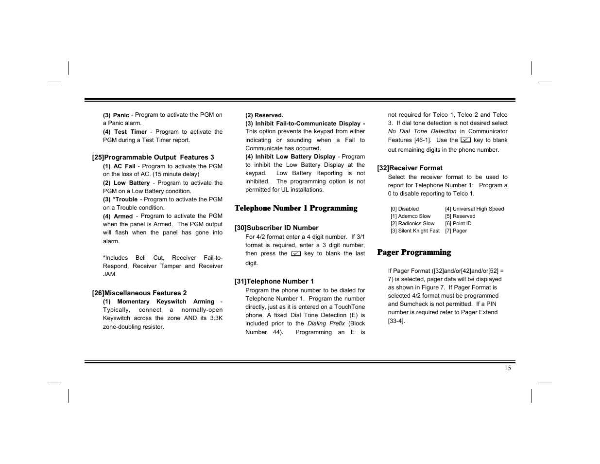 Pager programming | Napco Security Technologies XP-400 User Manual | Page 15 / 28