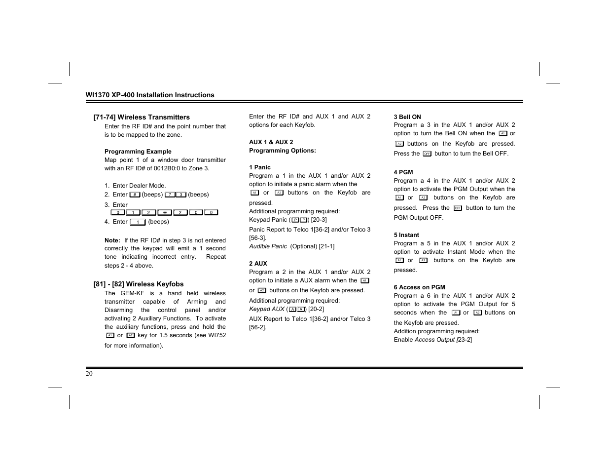 Napco Security Technologies XP-400 User Manual | Page 20 / 28