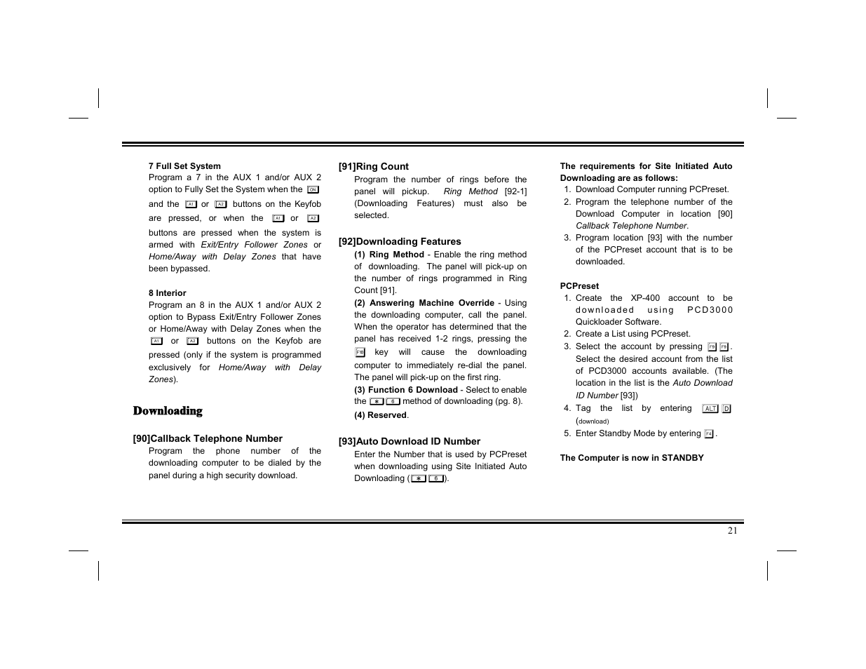 Downloading | Napco Security Technologies XP-400 User Manual | Page 21 / 28