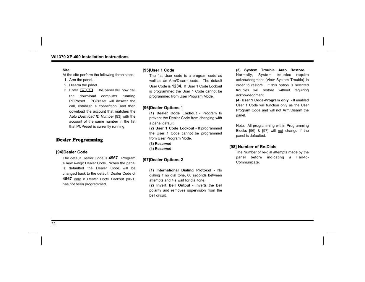 Napco Security Technologies XP-400 User Manual | Page 22 / 28