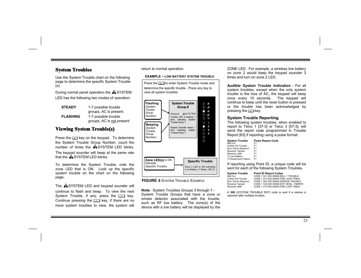 System troubles, Viewing system trouble(s) | Napco Security Technologies XP-400 User Manual | Page 23 / 28