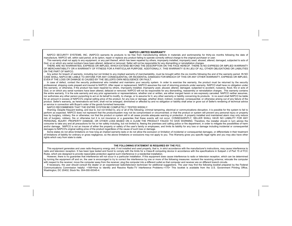 Napco Security Technologies XP-400 User Manual | Page 28 / 28