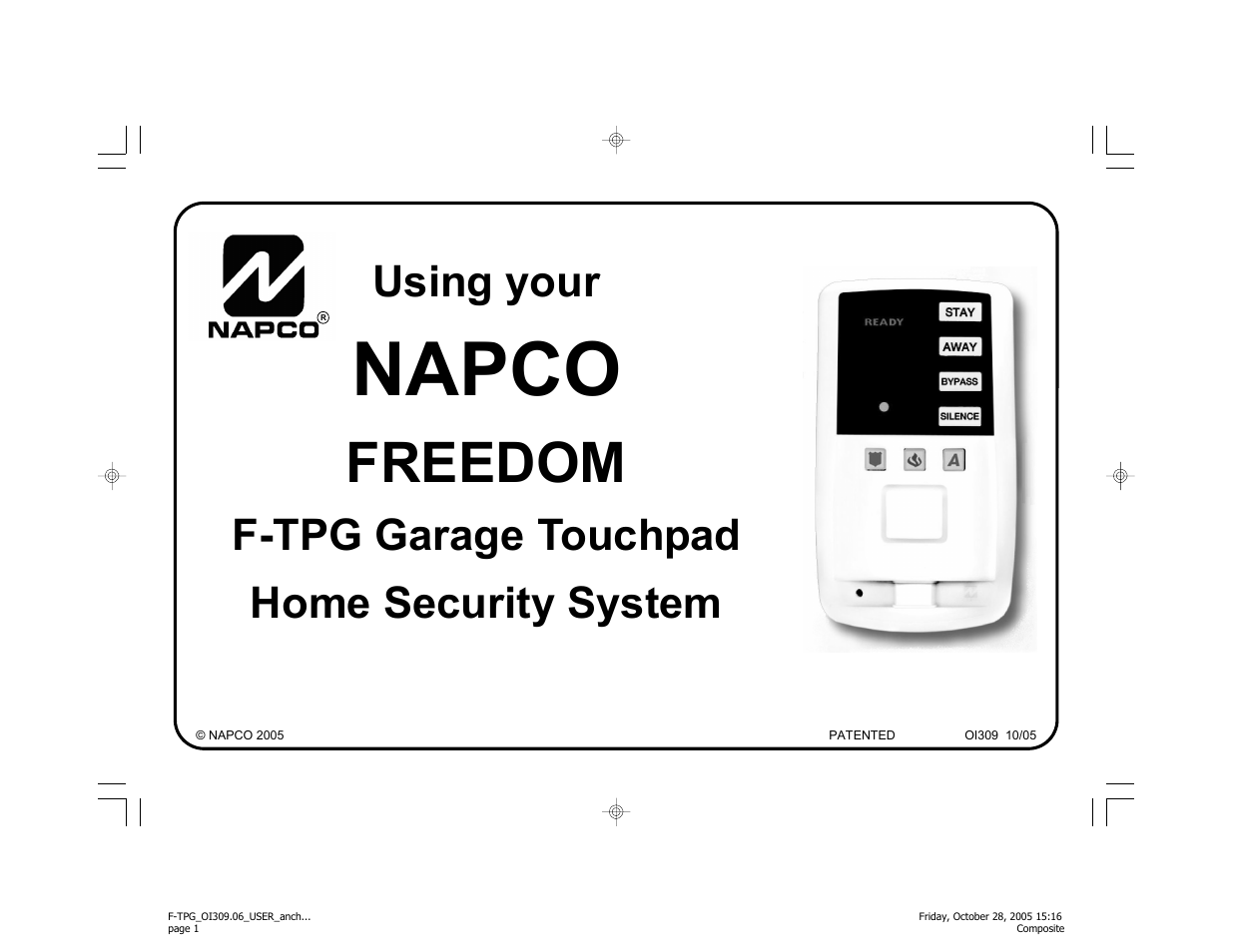 Napco Security Technologies F-TPG User Manual | 28 pages