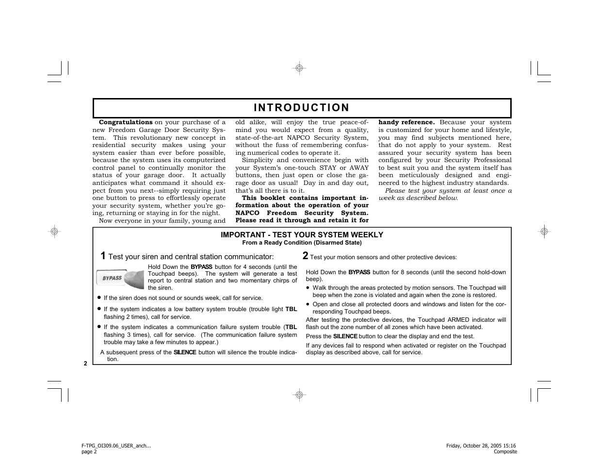 Napco Security Technologies F-TPG User Manual | Page 2 / 28