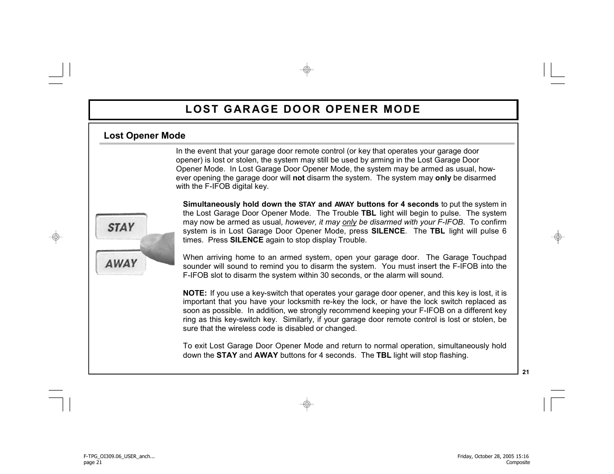 Napco Security Technologies F-TPG User Manual | Page 21 / 28