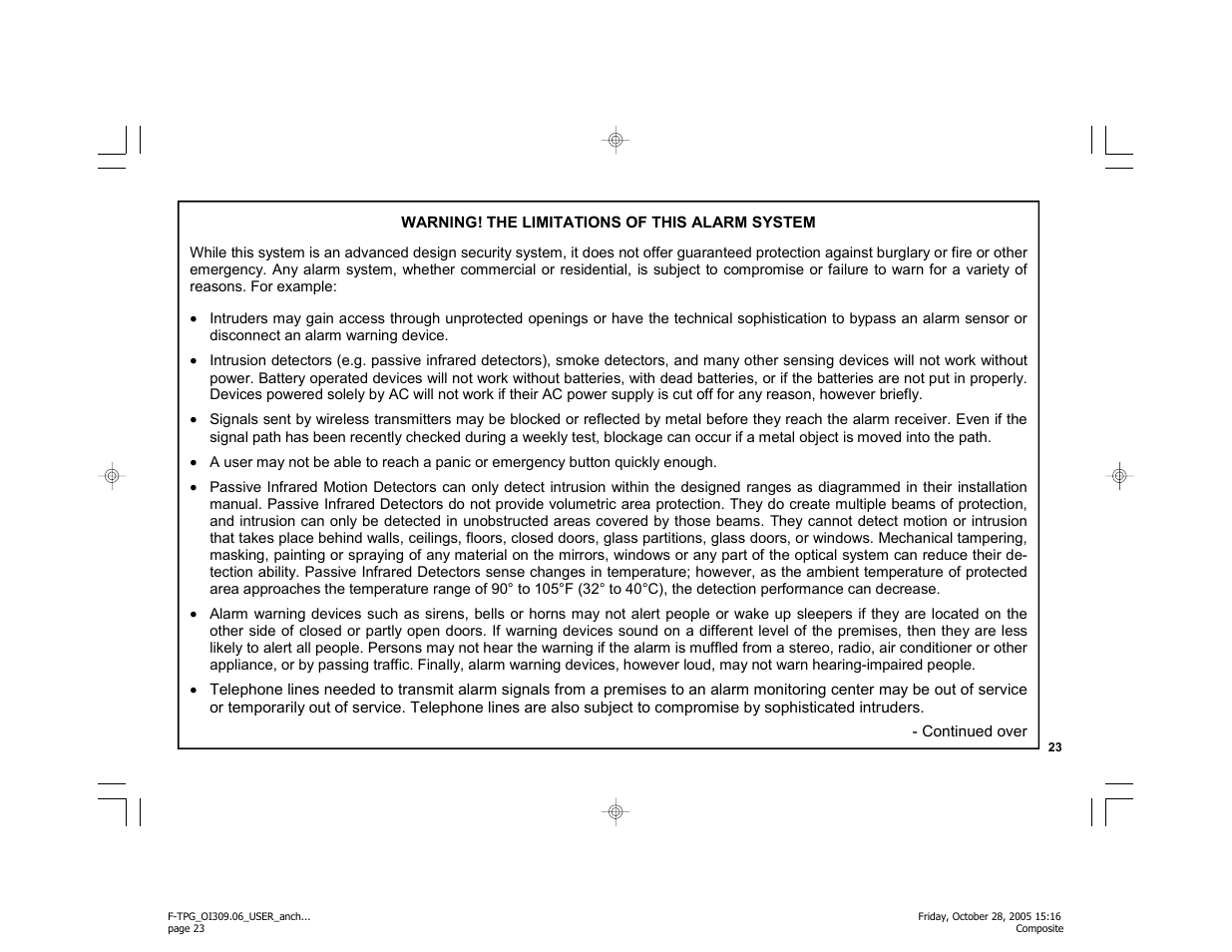 Napco Security Technologies F-TPG User Manual | Page 23 / 28