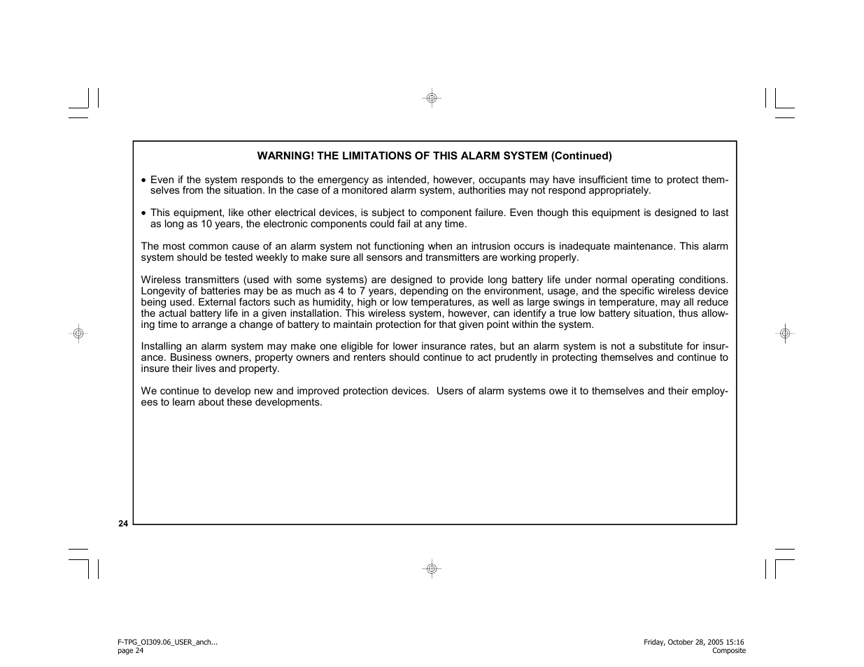 Napco Security Technologies F-TPG User Manual | Page 24 / 28