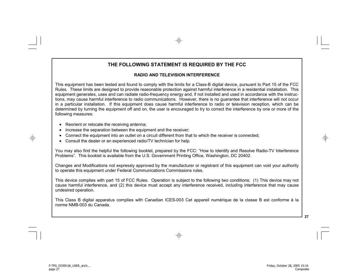 Napco Security Technologies F-TPG User Manual | Page 27 / 28