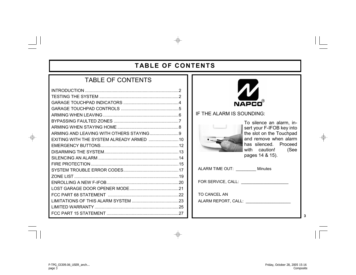Napco Security Technologies F-TPG User Manual | Page 3 / 28