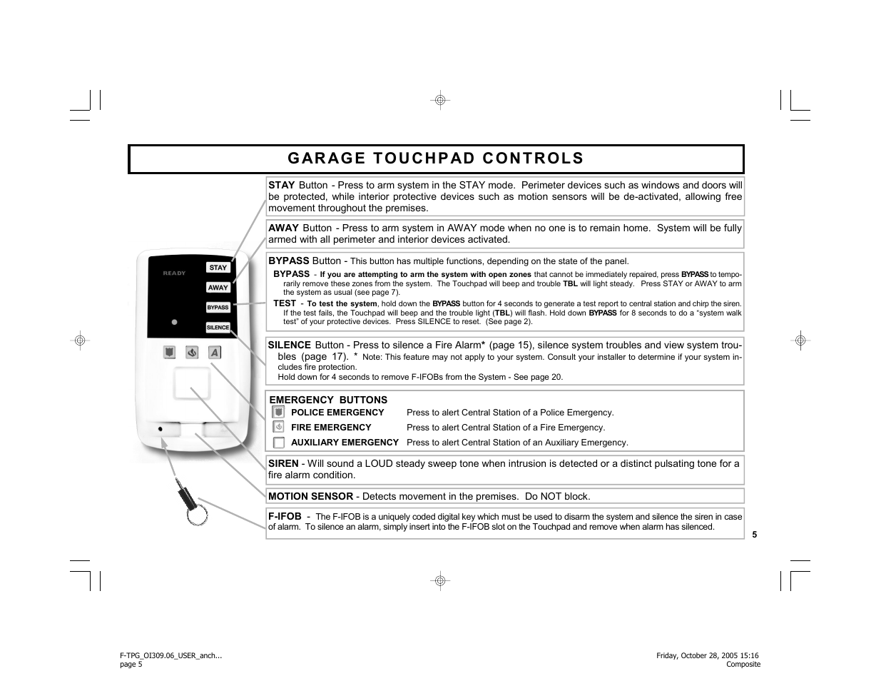 Napco Security Technologies F-TPG User Manual | Page 5 / 28