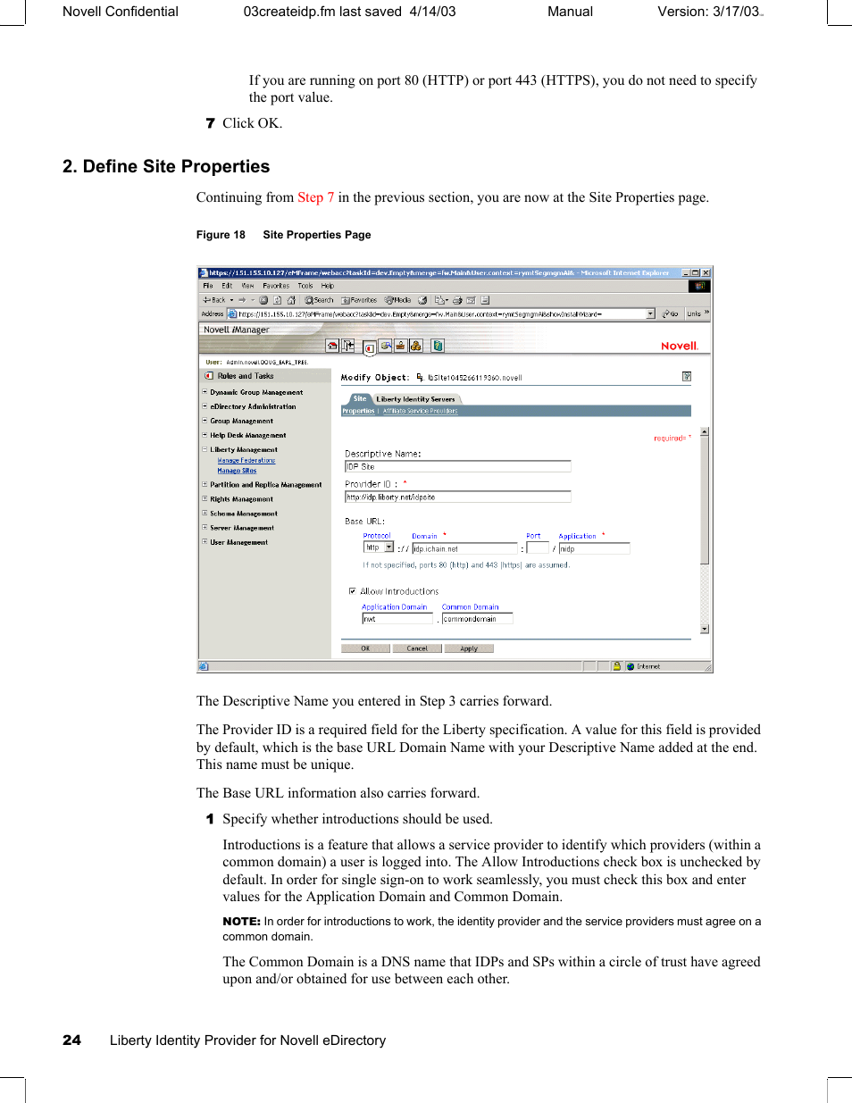 Define site properties | Novell eBook Reader User Manual | Page 28 / 52