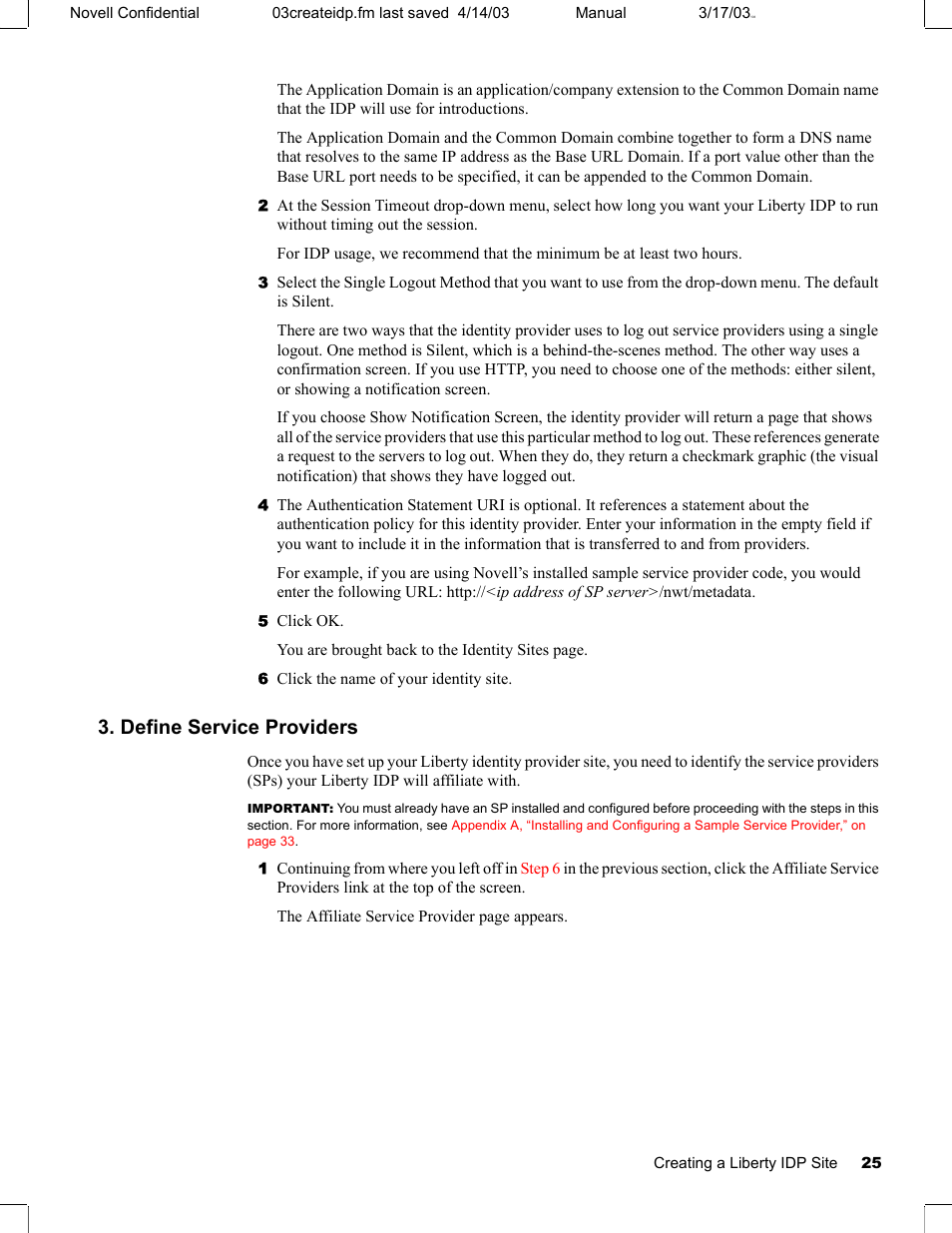 Define service providers | Novell eBook Reader User Manual | Page 29 / 52