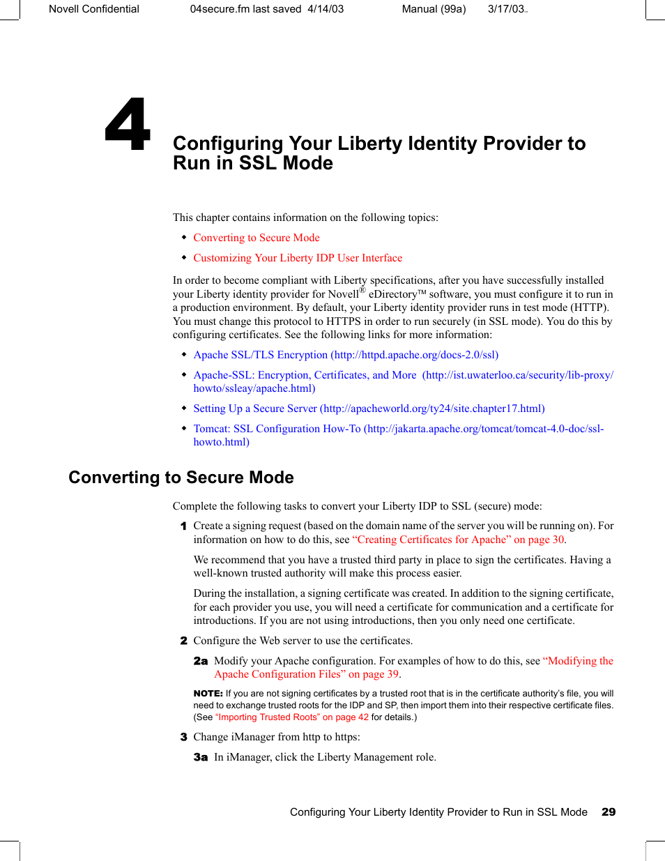 Converting to secure mode | Novell eBook Reader User Manual | Page 33 / 52