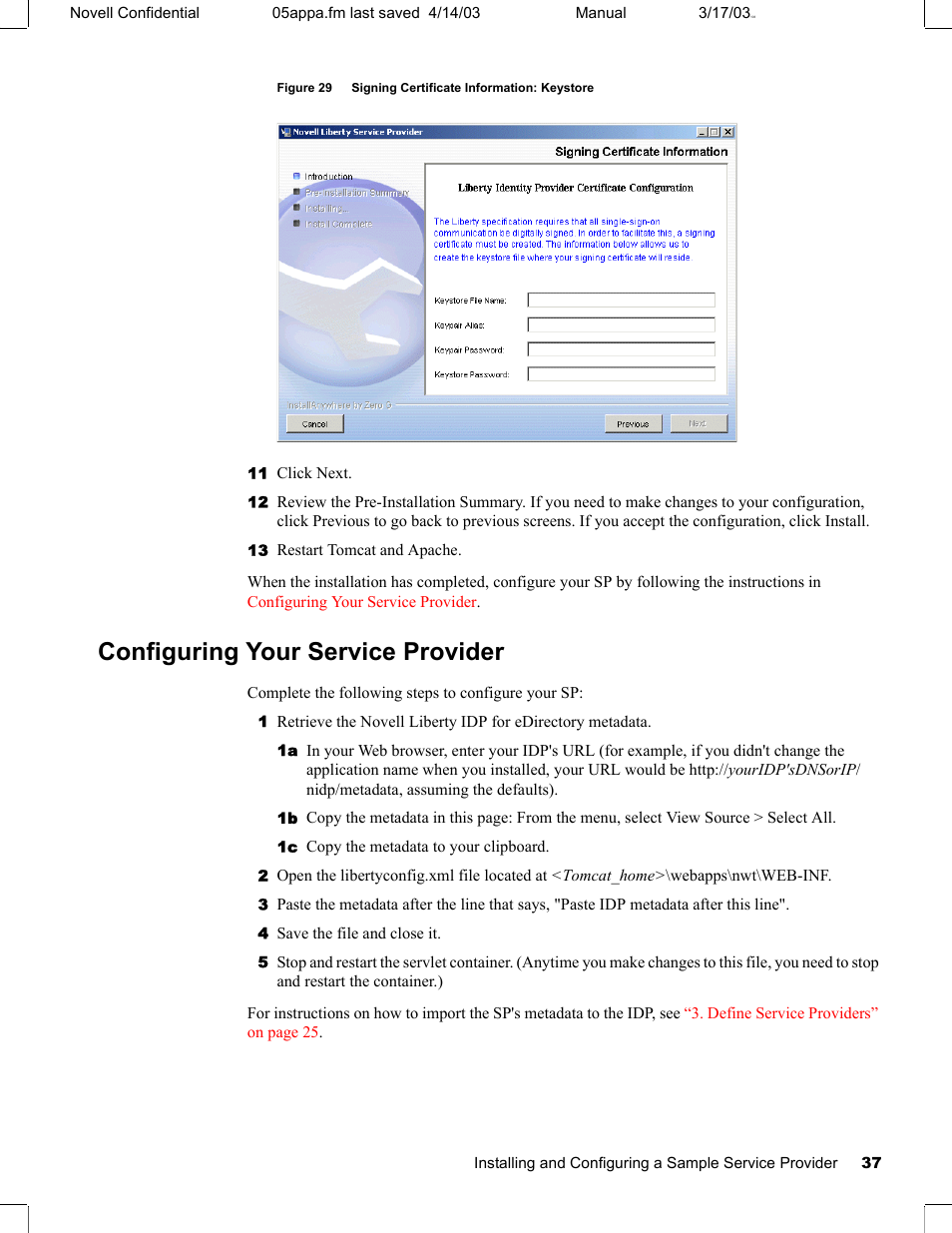 Configuring your service provider | Novell eBook Reader User Manual | Page 41 / 52