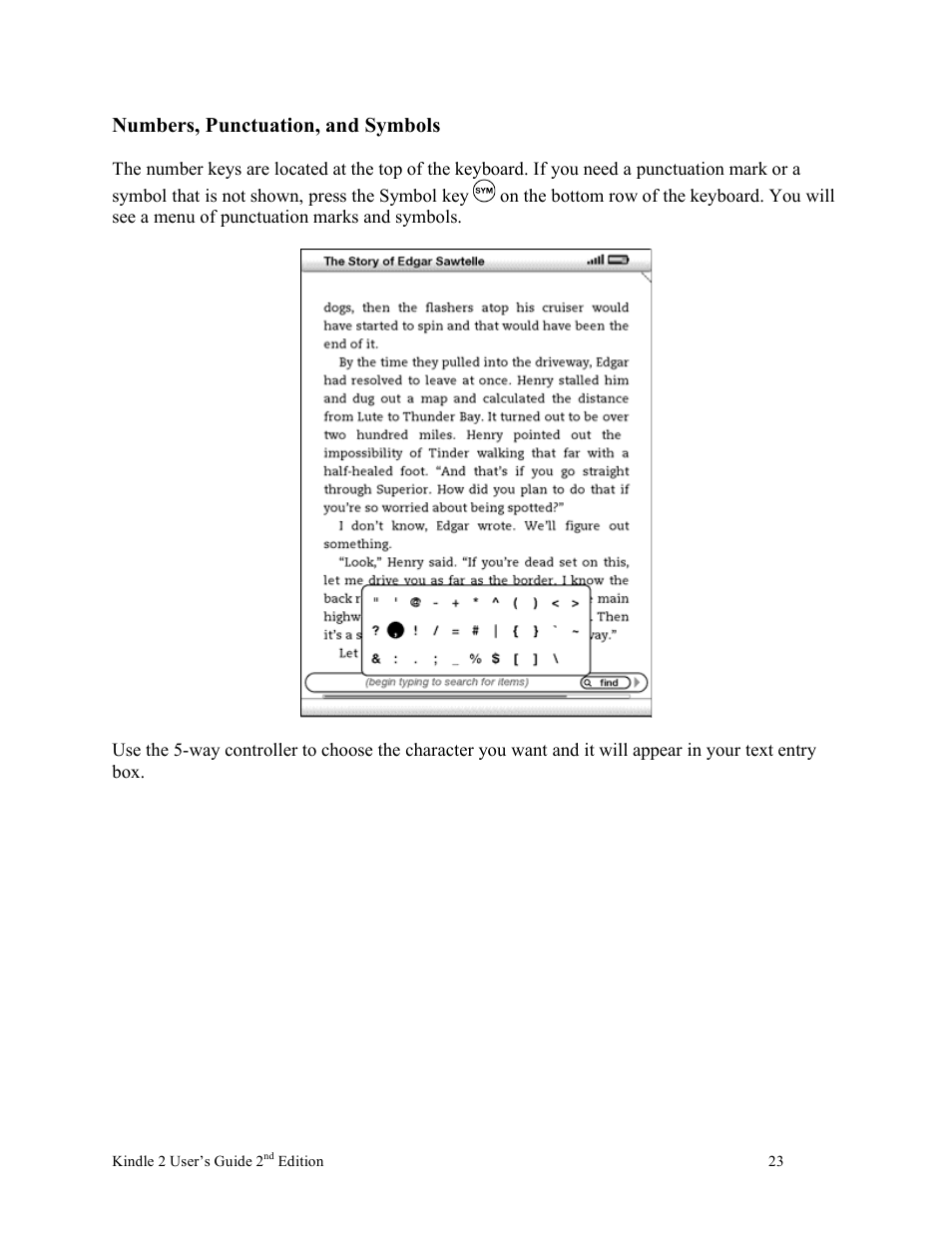 Numbers, punctuation, and symbols | Nuance comm KINDLE 2 User Manual | Page 23 / 99