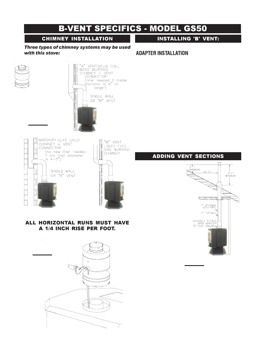 B-vent specifics - model gs50 | Napoleon Fireplaces GDS 50-N User Manual | Page 12 / 24