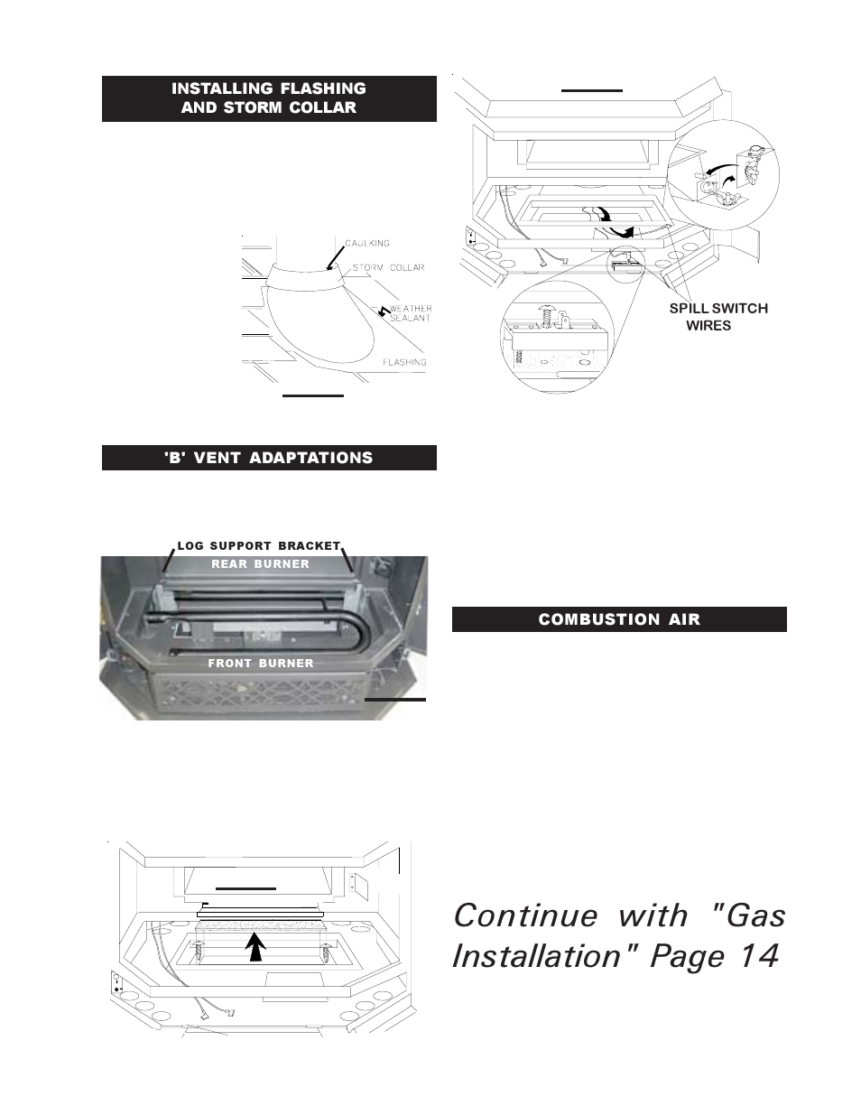 Continue with "gas installation" page 14 | Napoleon Fireplaces GDS 50-N User Manual | Page 13 / 24