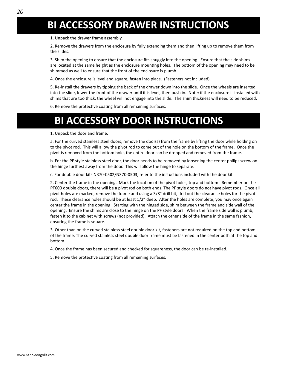 Napoleon Grills BIPRO 600 User Manual | Page 20 / 30