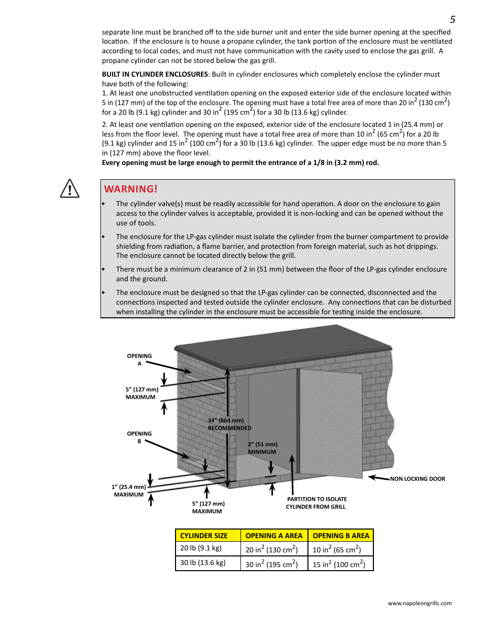 Warning | Napoleon Grills BIPRO 600 User Manual | Page 5 / 30