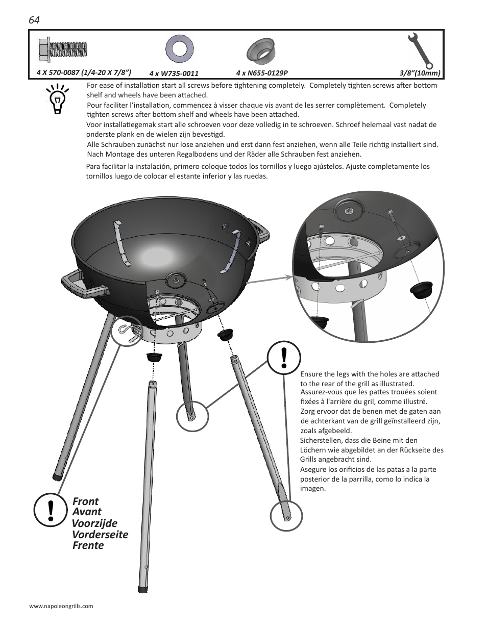 Avant voorzijde vorderseite frente front | Napoleon Grills NK22CK-L User Manual | Page 64 / 76