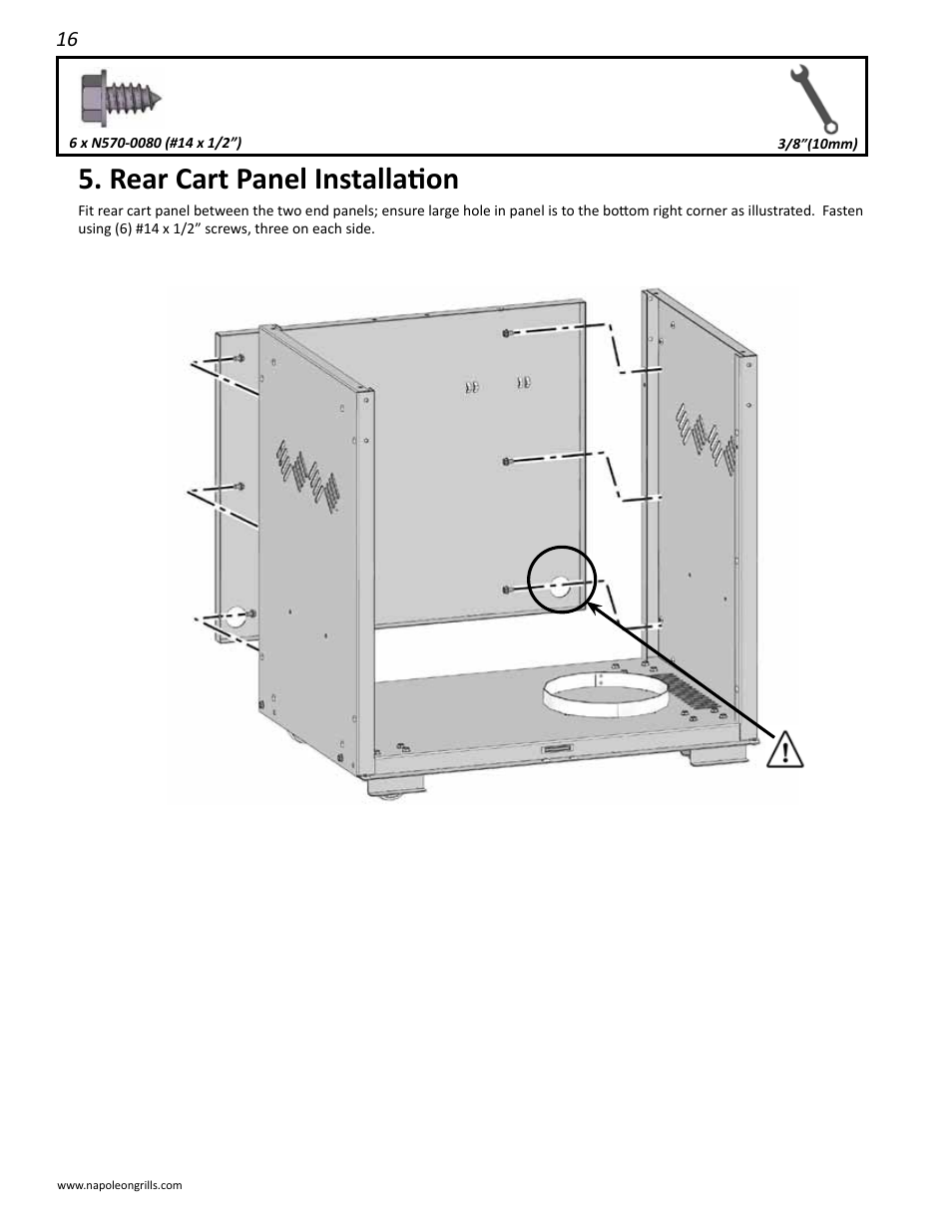 Rear cart panel installation | Napoleon Grills LD485RB User Manual | Page 16 / 36