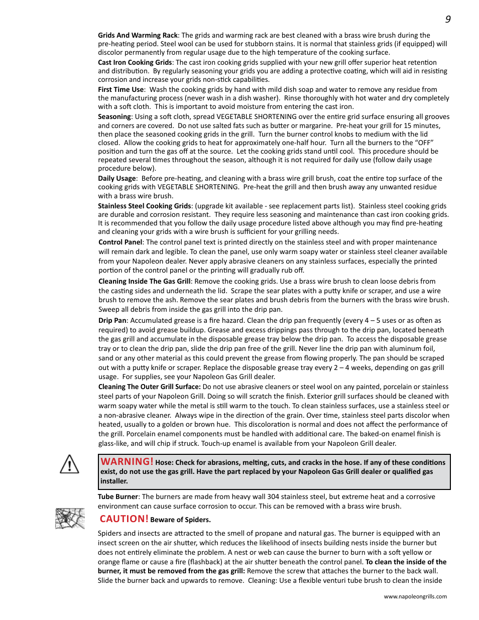Caution, Warning | Napoleon Grills LD485RB User Manual | Page 9 / 36