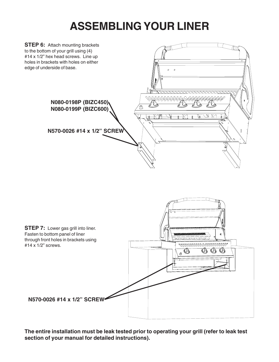 Assembling your liner | Napoleon Grills BIZC450 User Manual | Page 4 / 4