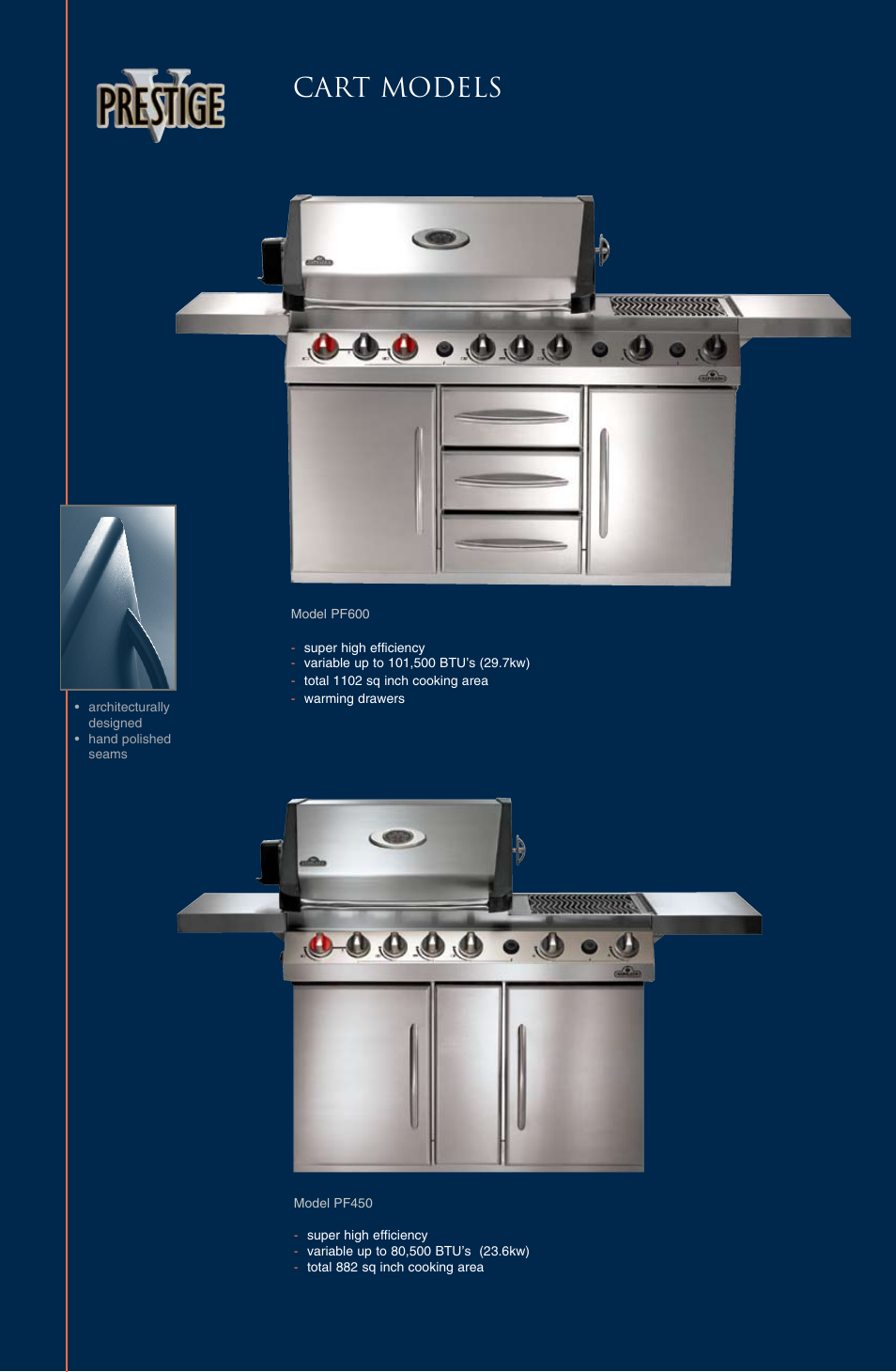 Cart models | Napoleon Grills PF450 User Manual | Page 2 / 6