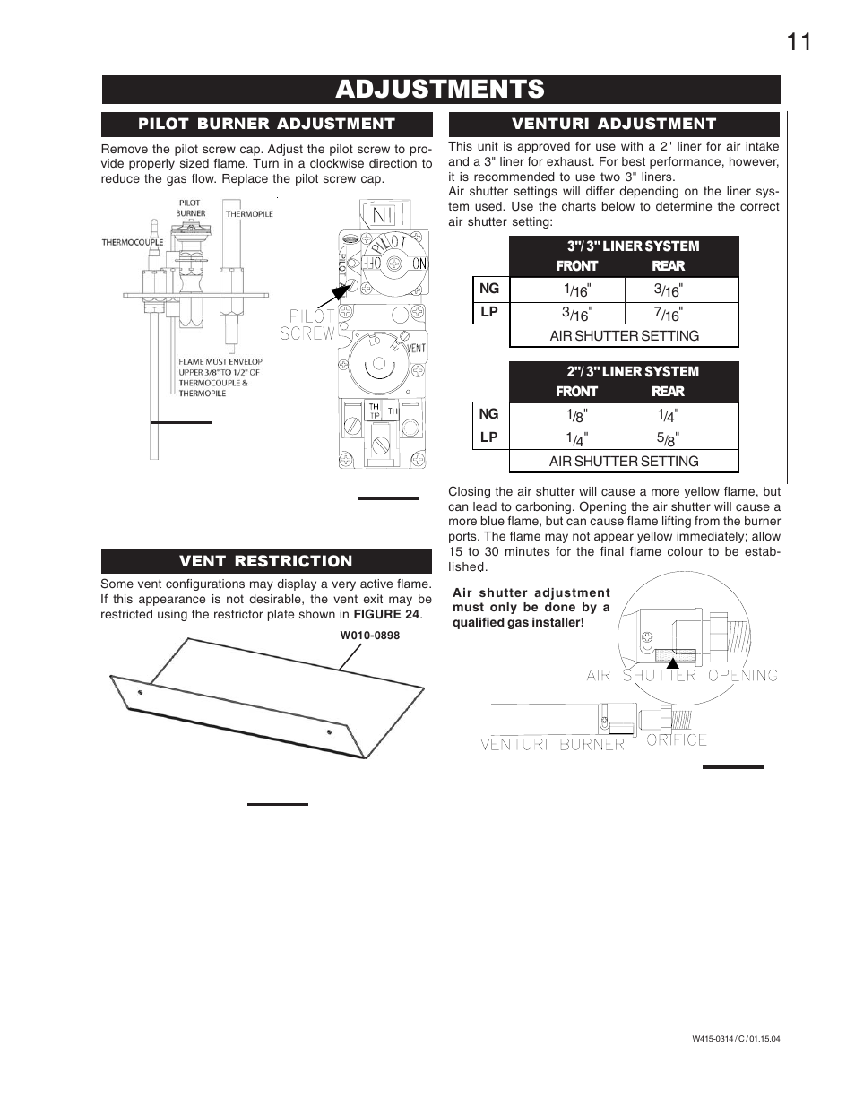 Adjustments | Napoleon Fireplaces GDI-44N User Manual | Page 11 / 16
