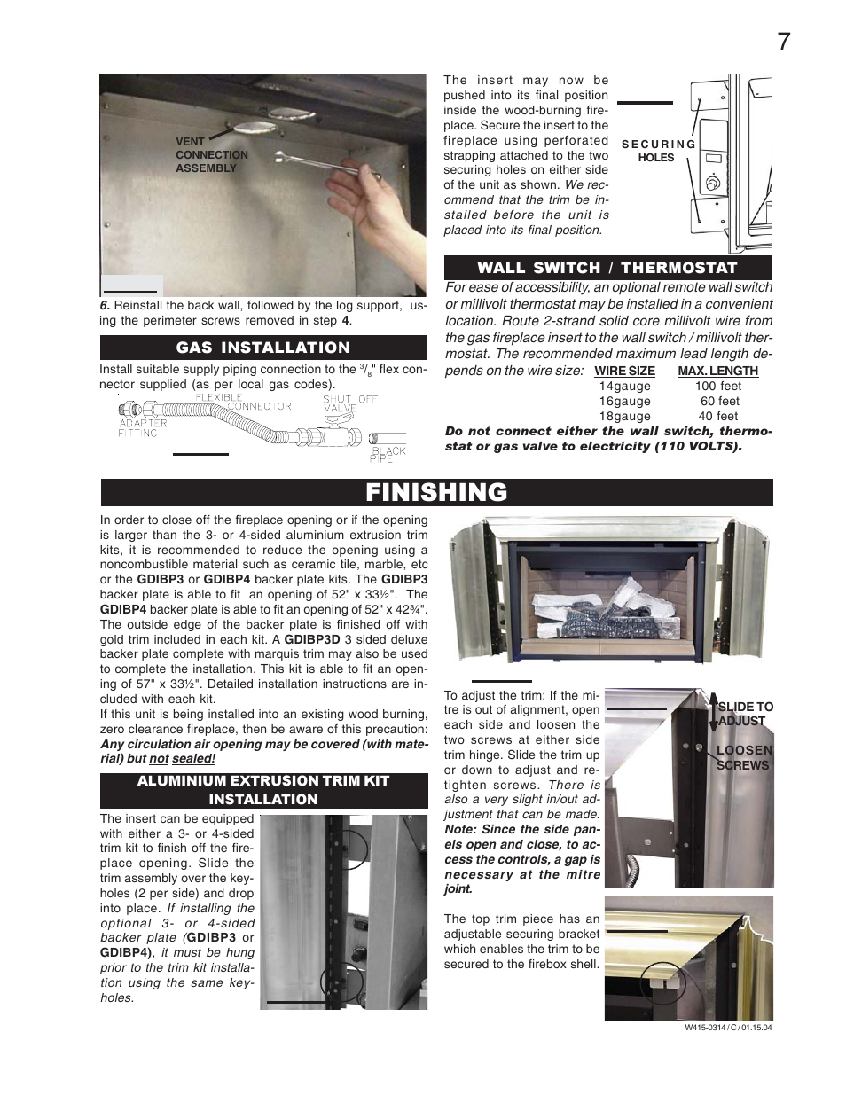 Finishing | Napoleon Fireplaces GDI-44N User Manual | Page 7 / 16