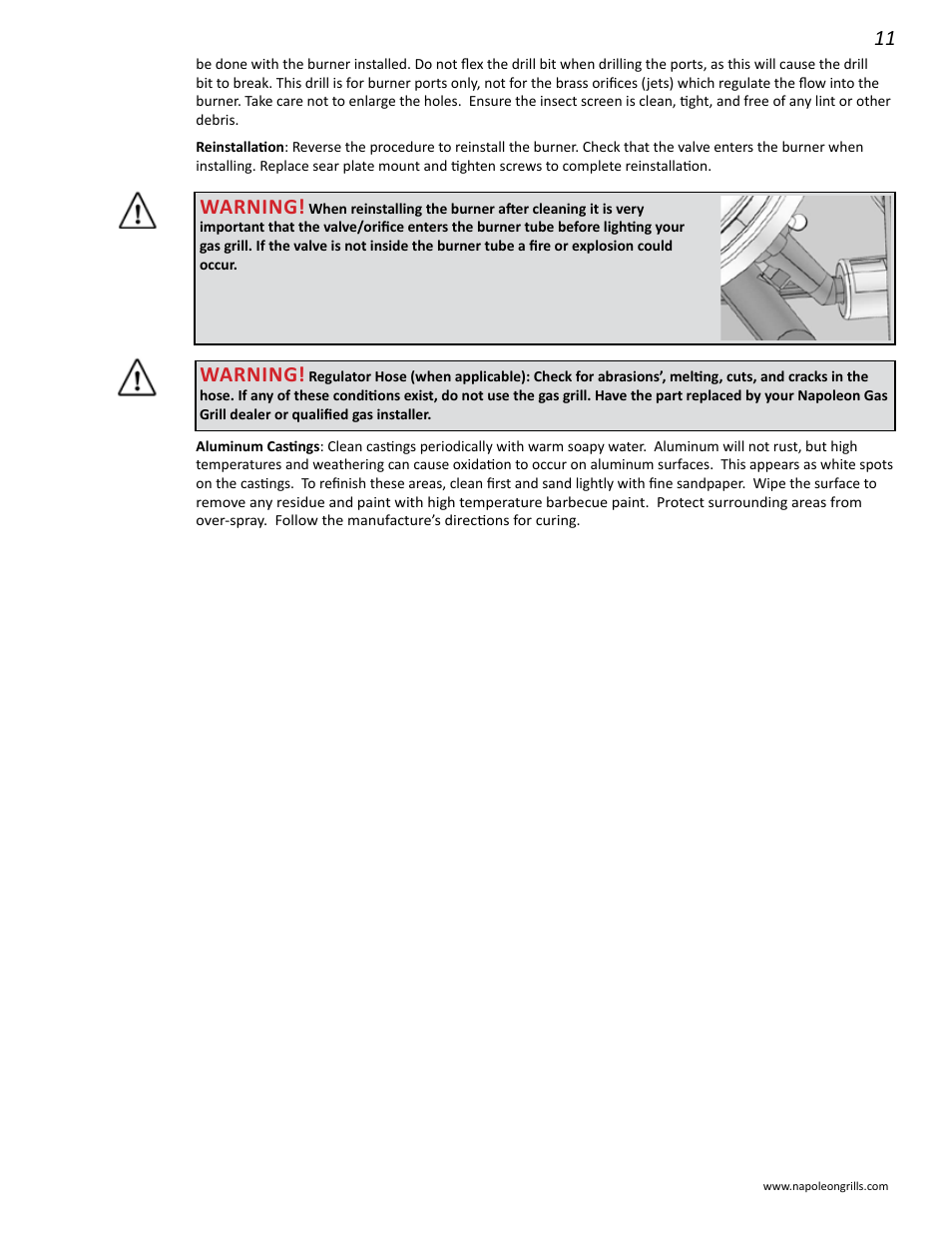 Warning | Napoleon Grills BIPRO 450 User Manual | Page 11 / 28