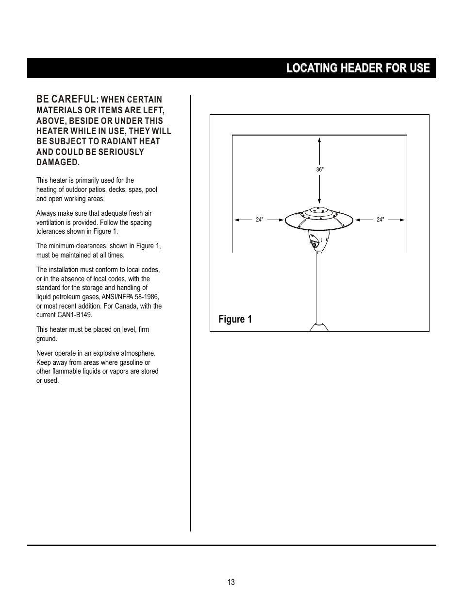 Т³13, Locating header for use, Figure 1 | Be careful | Napoleon Grills PTH38PSS User Manual | Page 13 / 15