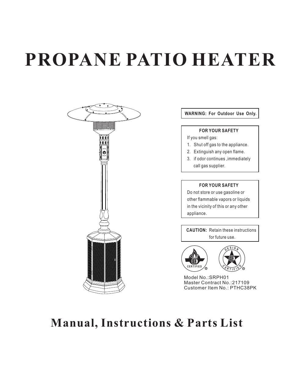 Napoleon Grills PROPANE PATIO HEATER SRPH01 User Manual | 14 pages