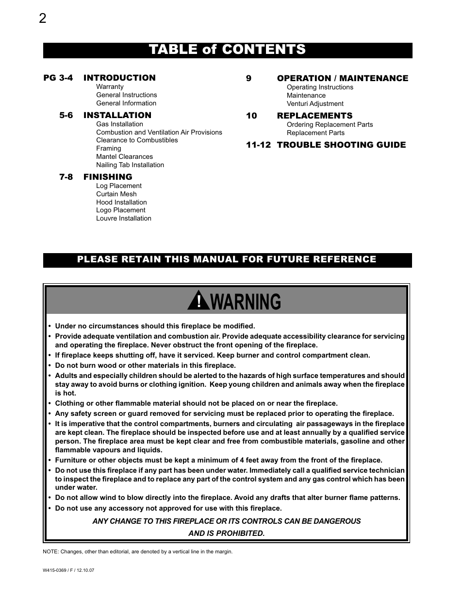 Napoleon Fireplaces GSS36N User Manual | Page 2 / 12