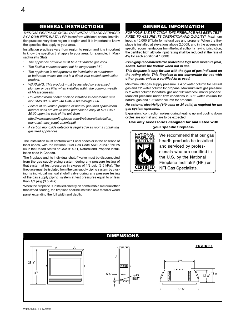Napoleon Fireplaces GSS36N User Manual | Page 4 / 12