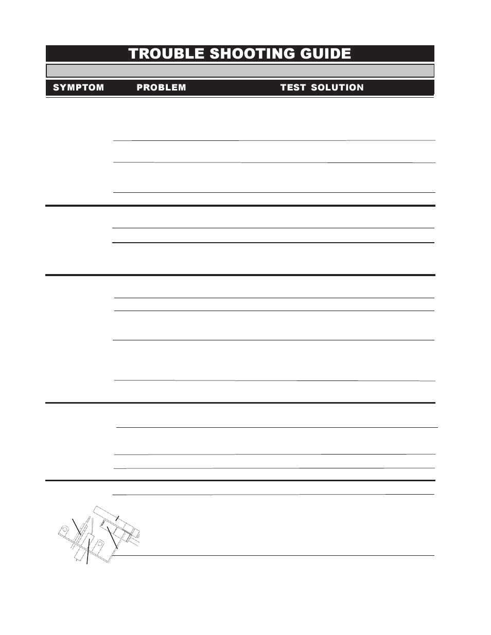 Trouble shooting guide, Symptom problem test solution | Napoleon Fireplaces GVF36 User Manual | Page 18 / 20