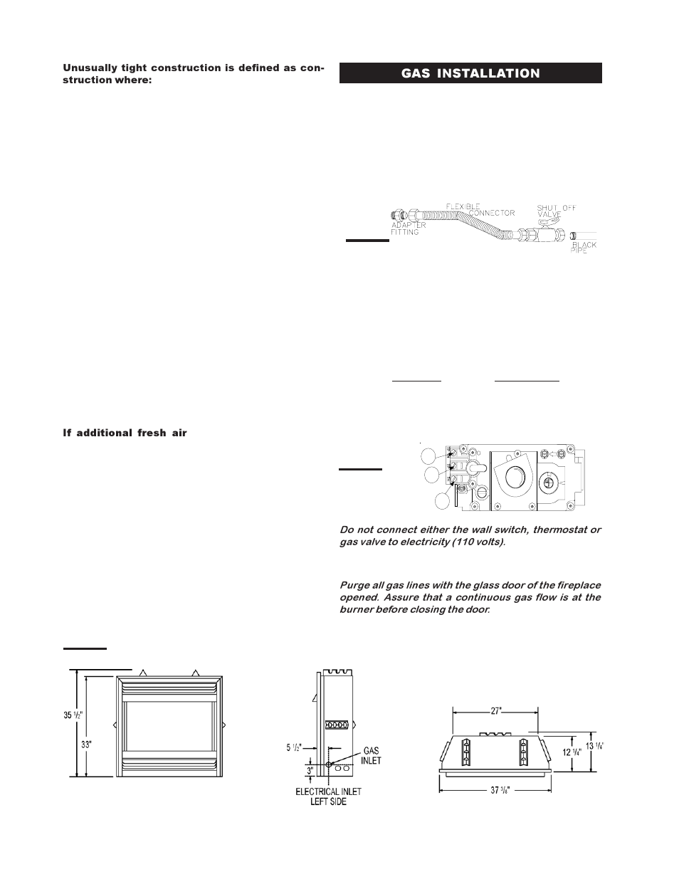 Gas installation | Napoleon Fireplaces GVF36 User Manual | Page 6 / 20