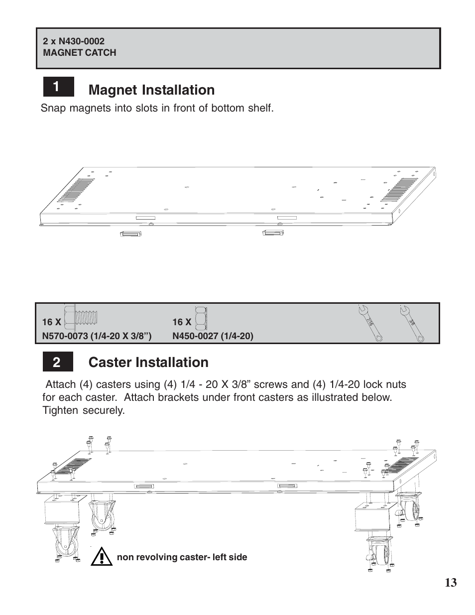 Caster installation 1 magnet installation | Napoleon Grills MIRAGE 730 User Manual | Page 13 / 32
