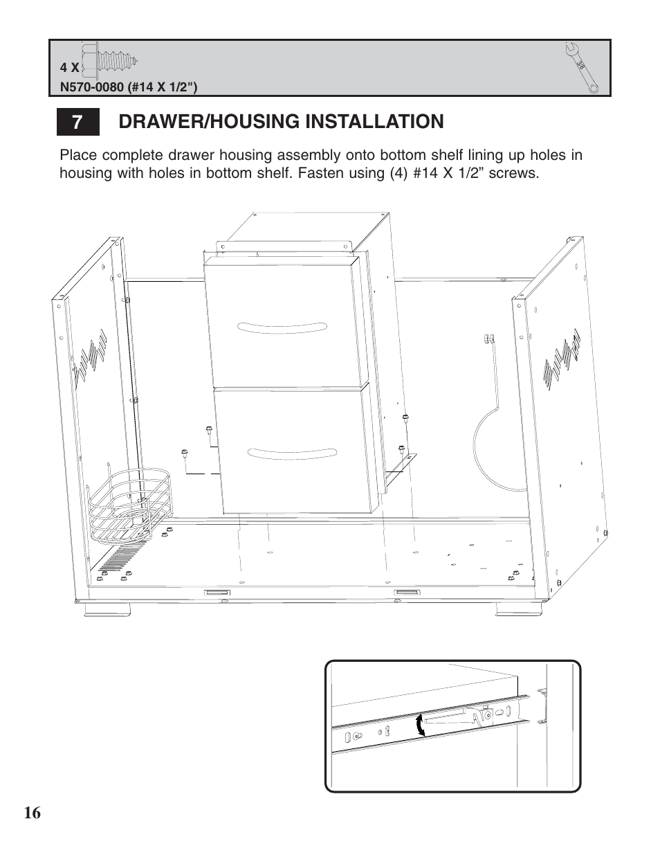 Drawer/housing installation | Napoleon Grills MIRAGE 730 User Manual | Page 16 / 32