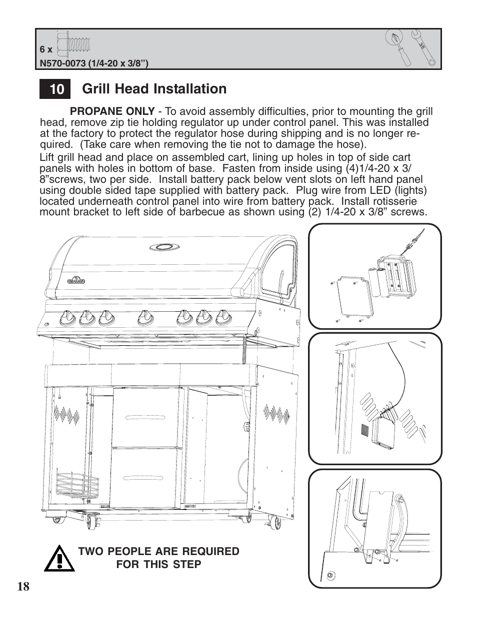 10 grill head installation | Napoleon Grills MIRAGE 730 User Manual | Page 18 / 32