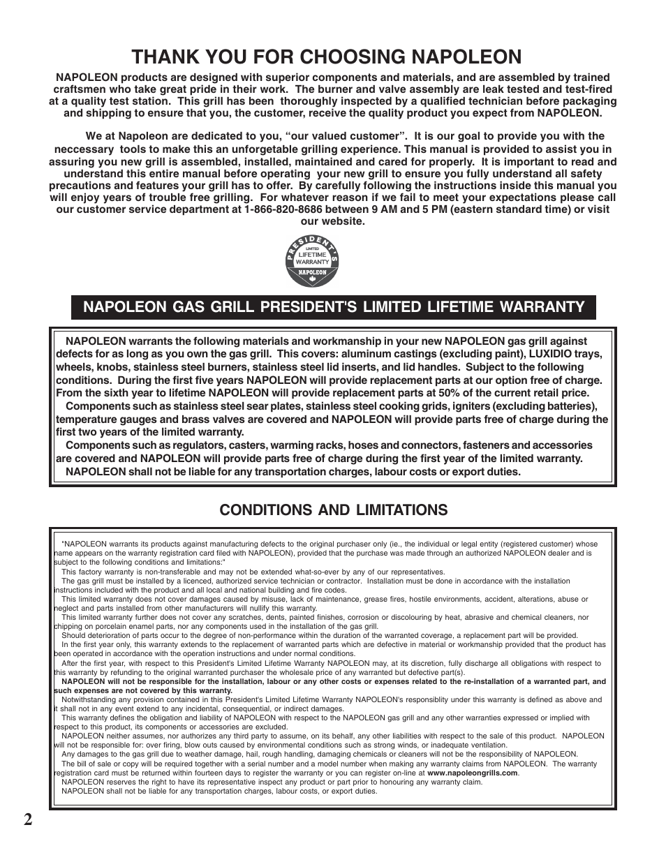 Napoleon Grills MIRAGE 730 User Manual | Page 2 / 32
