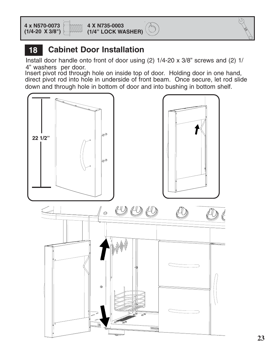 18 cabinet door installation | Napoleon Grills MIRAGE 730 User Manual | Page 23 / 32