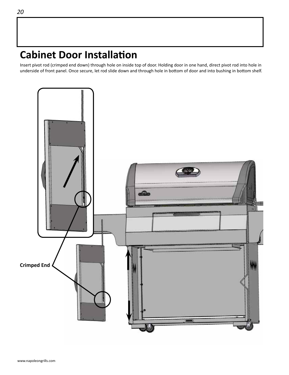 Cabinet door installation | Napoleon Grills M605RBCSS User Manual | Page 20 / 28