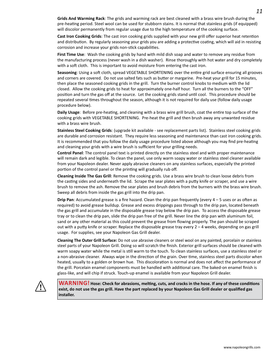 Warning | Napoleon Grills LD485RSIB User Manual | Page 11 / 40