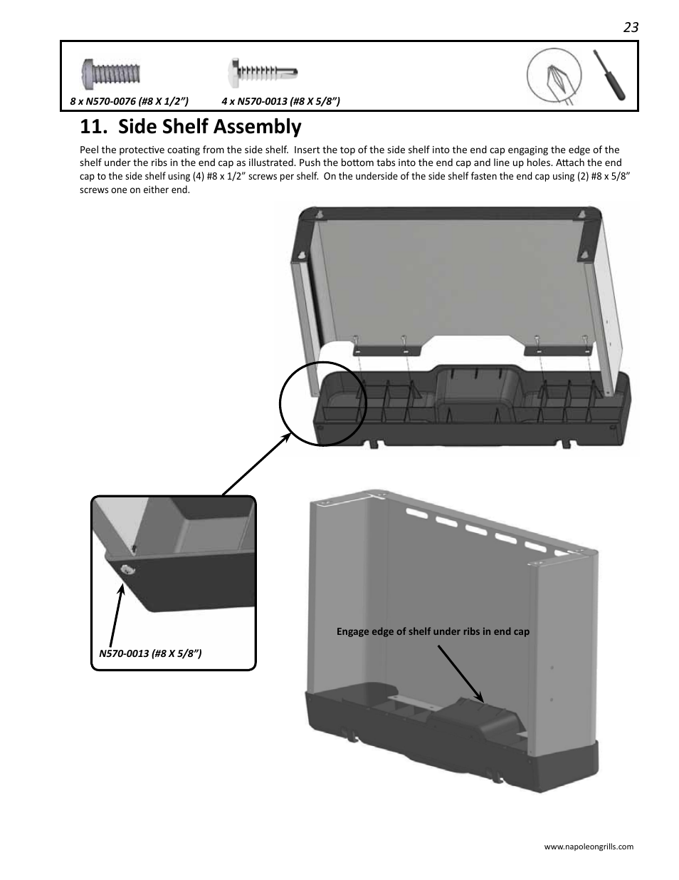 Side shelf assembly | Napoleon Grills LD485RSIB User Manual | Page 23 / 40